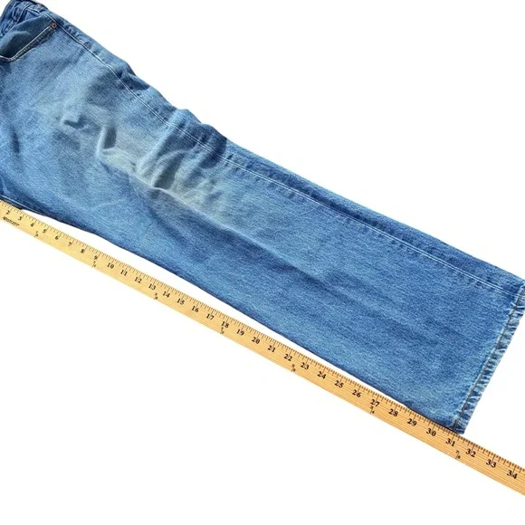 Levis 501 Straight Fit Denim Jeans 36 x 32 Stone Washed Blue Y2K Distressed - Picture 13 of 15